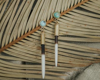 THE ORIGINAL // Yellowstone Beth Dutton Porcupine Quill Earrings // Turquoise Stud Variation