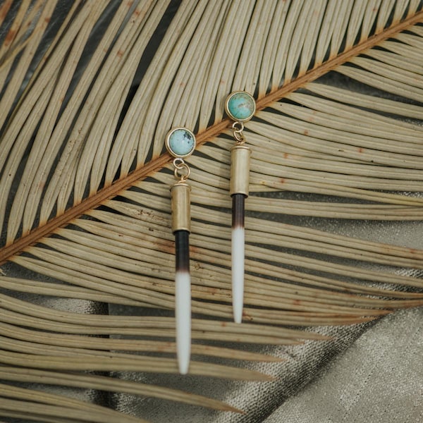 THE ORIGINAL // Yellowstone Beth Dutton Porcupine Quill Earrings // Turquoise Stud Variation
