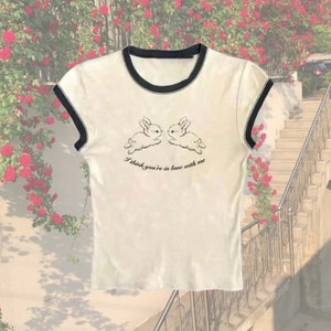 Y2k Crop top T Shirts Rabbit coquette Lana del rey basic top Fashion Women Crop Top Streetwear Slim Tshirt Summer Graphic Streetwear T-Shirt