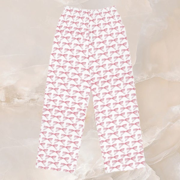 coquette pink ribbon bow pyjama pants, trousers