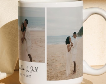 Personalized Photo Collage Mug Custom Wedding Photo Mug Gift For Bride Groom Wedding Coffee Mug Anniversary Gift For Couple Newlywed Gift
