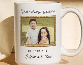 Custom Grandkids Photo Coffee Mug Personalized Drinkware Grandparent Mug Grandchildren Photo Gift for Grandma Nana Gift Grandmother Mug