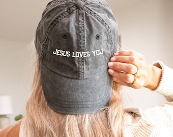 Gorra con el mensaje "Jesús te ama", gorra cristiana bordada para papá, gorra de béisbol de Jesús, gorra cristiana moderna basada en la fe, accesorios cristianos modernos para mujeres