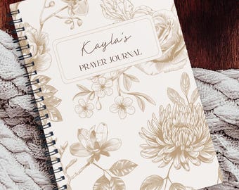 Personalized Prayer Journal Floral Spiral Notebook Boho Neutral Bible Journal Personalized Christian Notebook Faith Gift Christian Friend