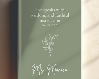 Personalized Teacher Journal Christian Teacher Notebook Custom Educator Gift Teacher Appreciation Gift for Women Teaching Gift Bible Verse