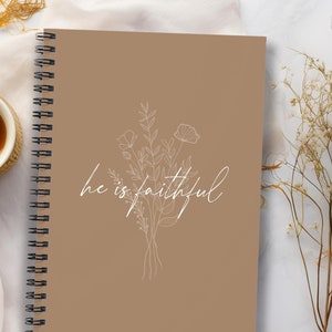 Er ist treu Christ Spiralblock Gebet Journal Minimalist Dankbarkeit Journal Bibel Studium Notizbuch Christliches Geschenk für Schriftsteller