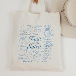 Frucht des Geistes Einkaufstasche Christian Canvas Tote Bibel Vers Strandtasche Glaube basiert Geschenk für sie Bibeltasche Nettes christliches Zubehör