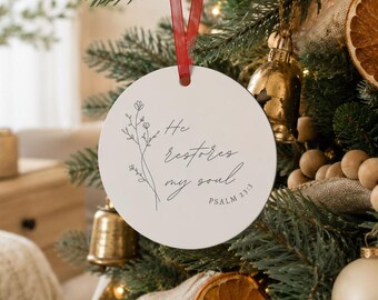 Christian Christmas Ornament Psalm 23 Bible Verse Ornament Metal Christmas Tree Ornament Scripture Decor Faith Ornament Christian Gift