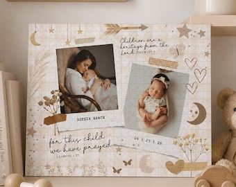 Custom Baby Photo Puzzle First Birthday Gift For Mom Personalized Newborn Photo Puzzle For This Child We Have Prayed Christian Mom Gift