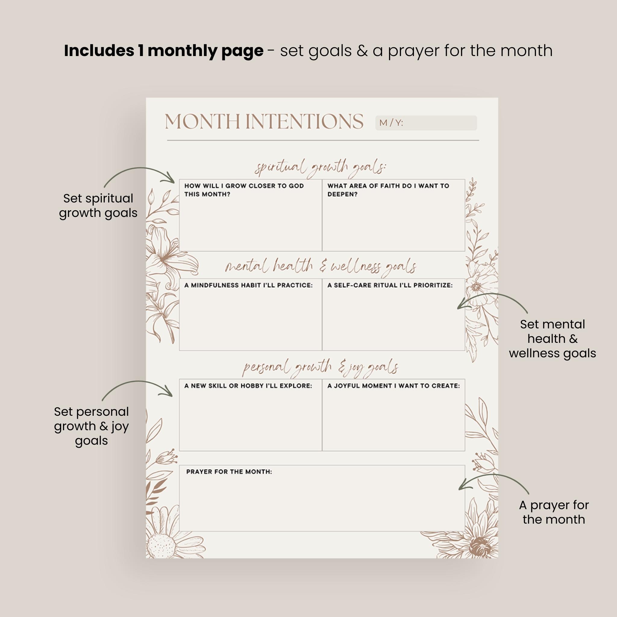 2026 Christian Planner Printable Faith Journal for Women Prayer Journal ...