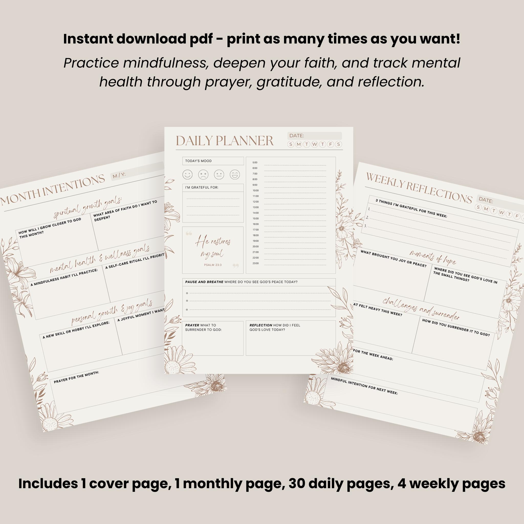 2026 Christian Planner Printable Faith Journal for Women Prayer Journal ...