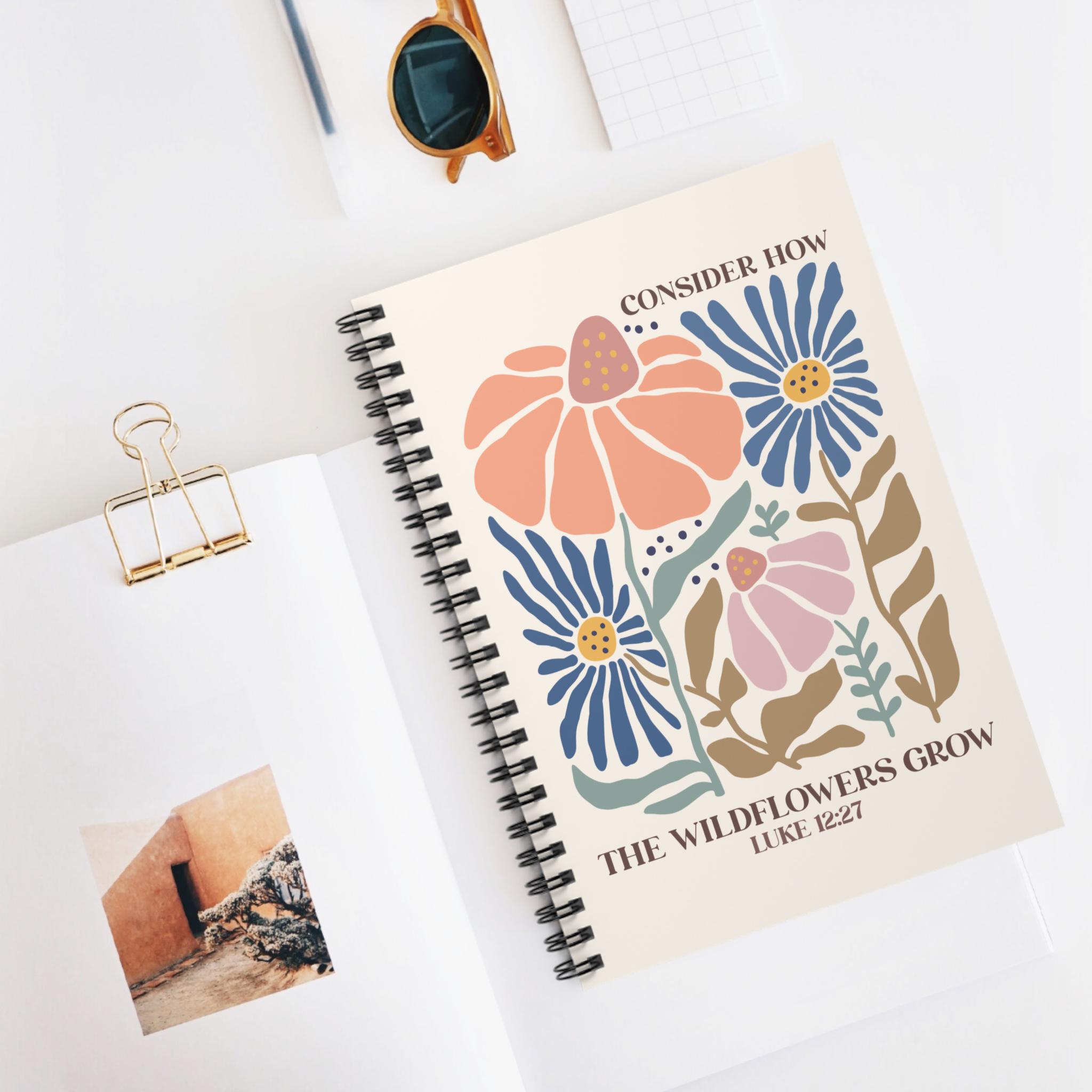 Floral Spiral Notebook Retro Flower Christian Prayer Journal Luke Bible ...