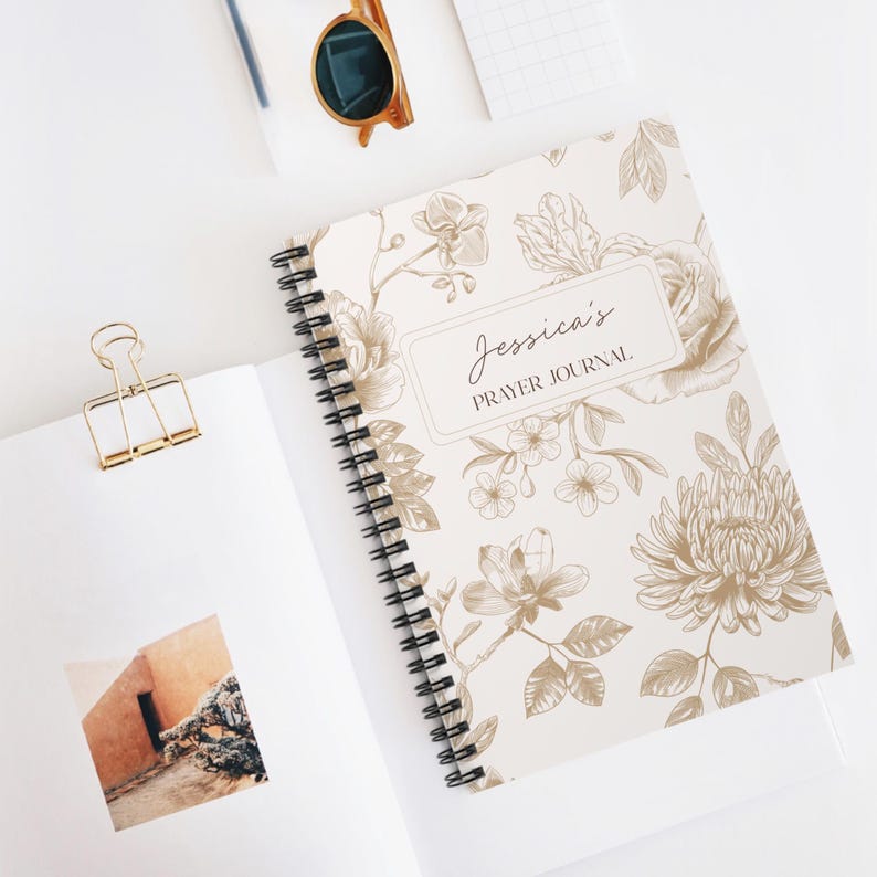 Personalized Prayer Journal Floral Spiral Notebook Boho Neutral Bible ...