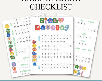 Bible Reading Checklist Printable Books of the Bible Reading Plan Tracker for Kids and Adults Bible Study Planner Habit Tracker