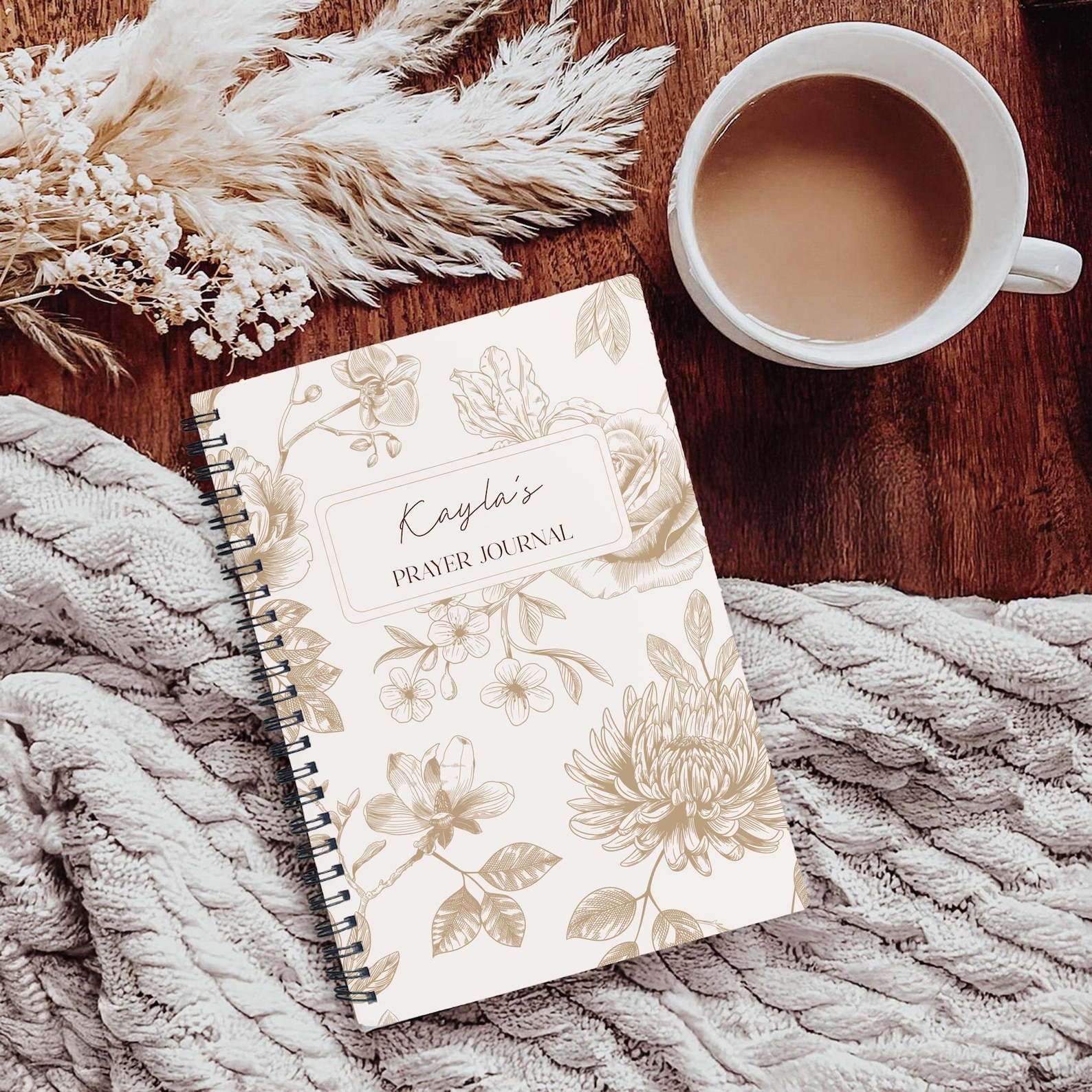 Personalized Prayer Journal Floral Spiral Notebook Boho Neutral Bible ...