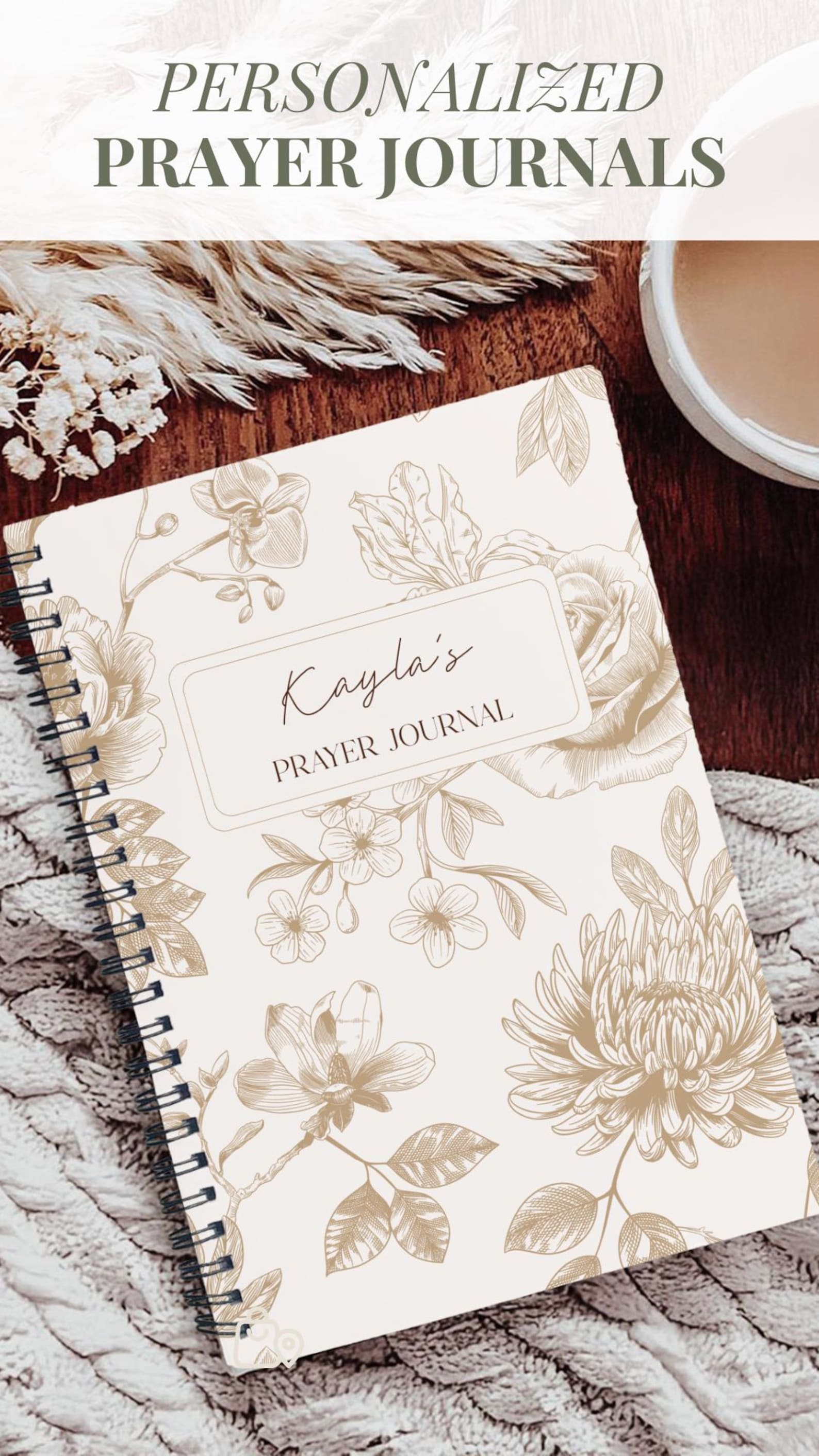 Personalized Prayer Journal Floral Spiral Notebook Boho Neutral Bible ...