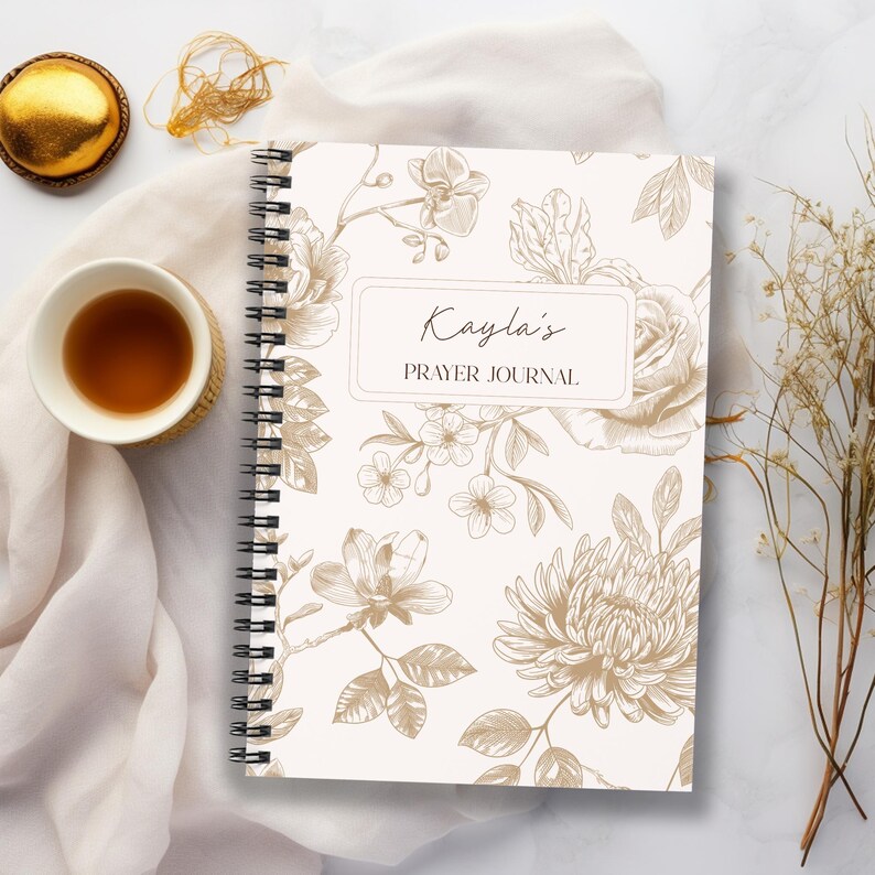Personalized Prayer Journal Floral Spiral Notebook Boho Neutral Bible ...