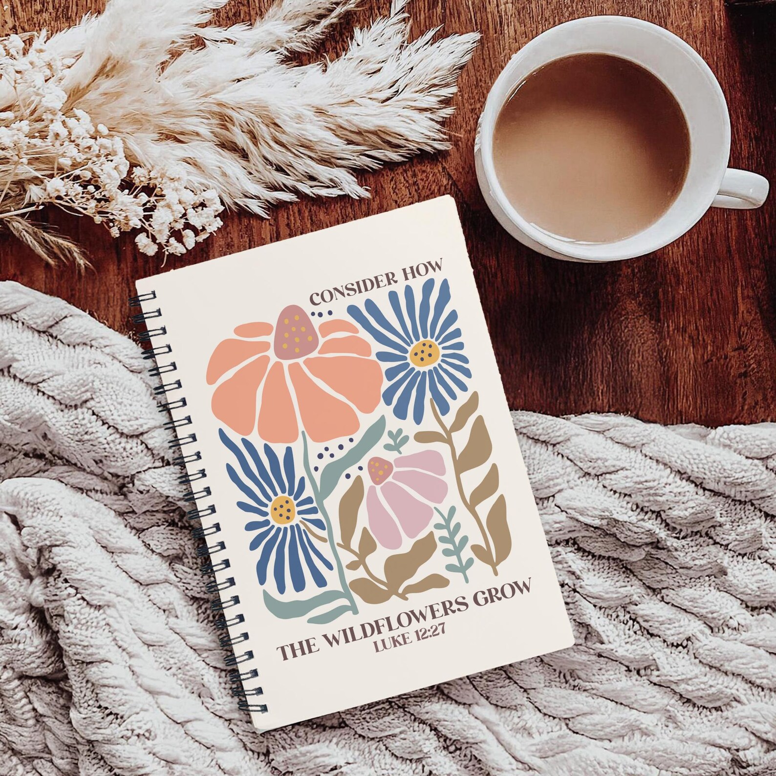 Floral Spiral Notebook Retro Flower Christian Prayer Journal Luke Bible ...