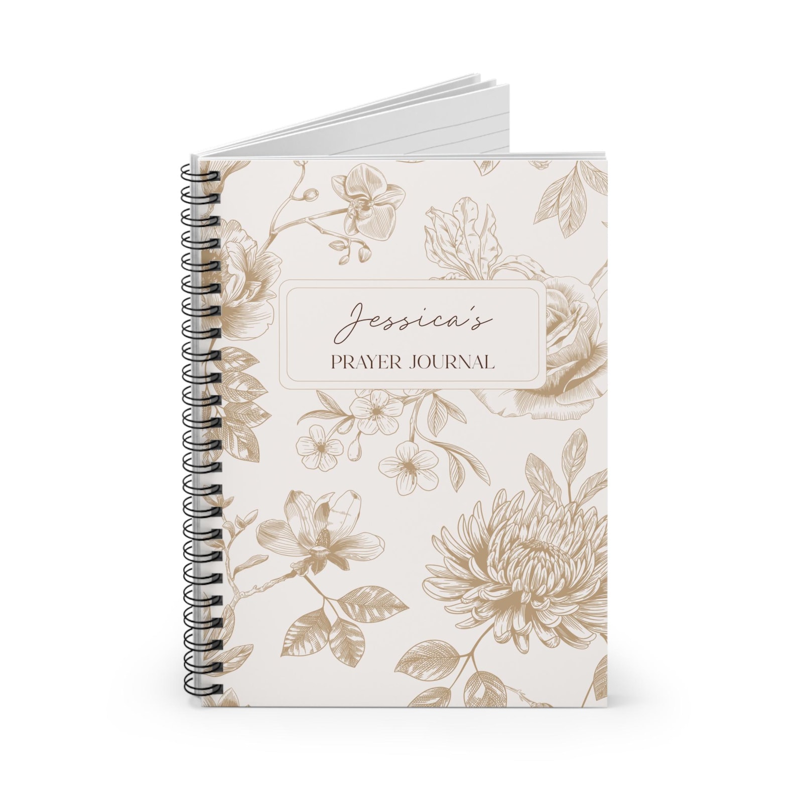 Personalized Prayer Journal Floral Spiral Notebook Boho Neutral Bible ...