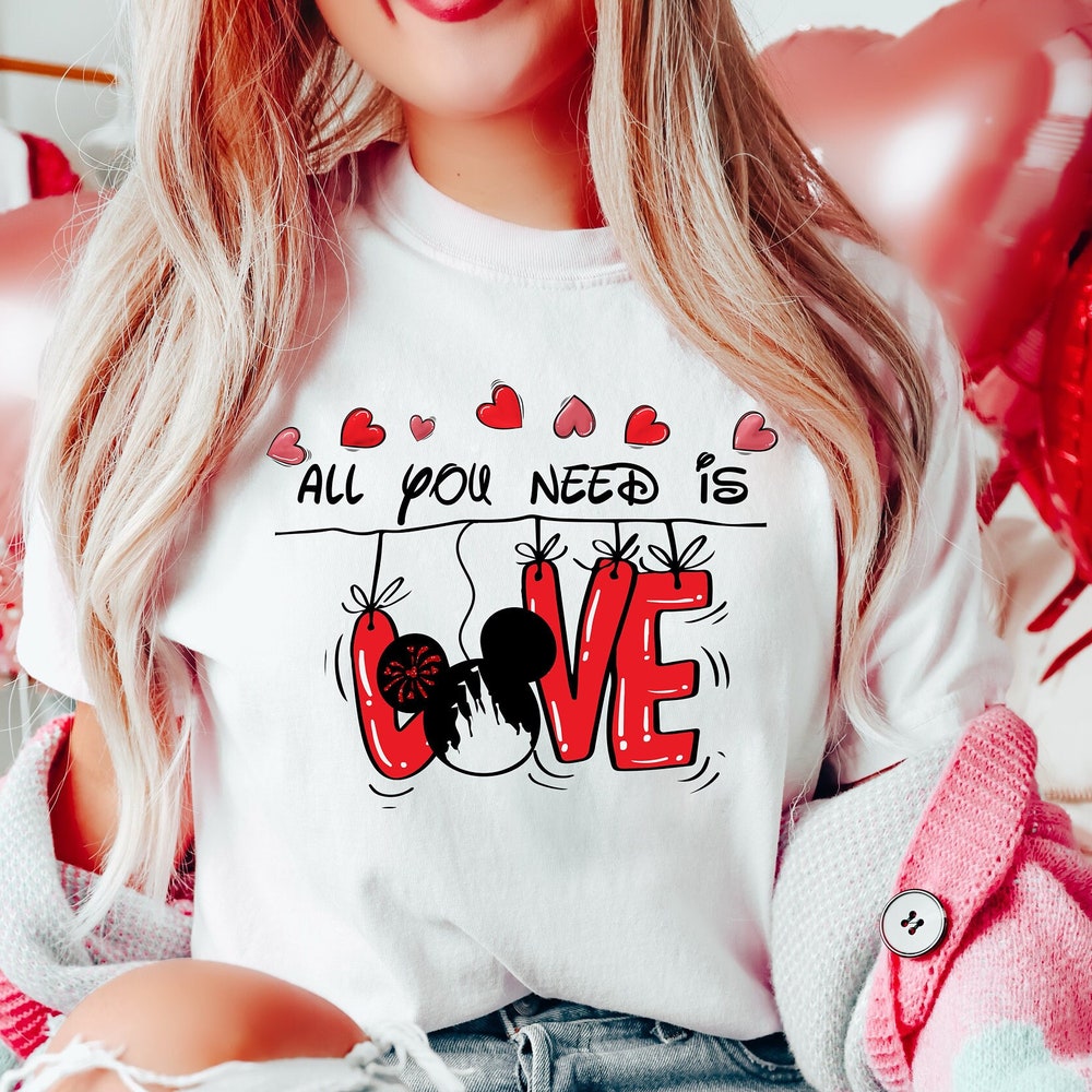 Valentine'S Day Disney Sweatshirt For Her, Disney T-Shirt For Valentines Day, Valentines Day Tshirt For Disneyland, Disney Valentine Day Tee Teesummer