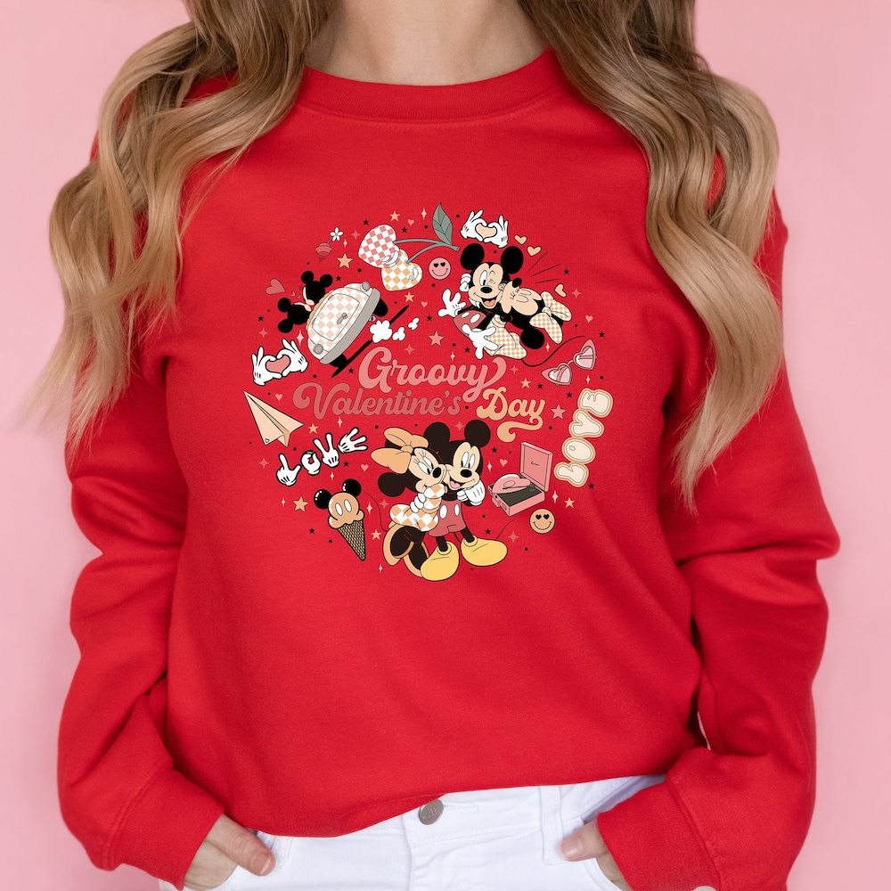 Valentine'S Day Disney Sweatshirt For Her, Disney Shirt For Valentines Day, Valentines Day Tshirt For Disneyland, Disney Valentine'S Day Tee Teesummer