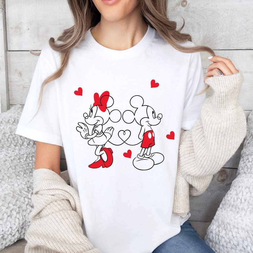 Valentine'S Day Disney Sweatshirt For Her, Disney T-Shirt For Valentines Day, Valentines Day Tshirt For Disneyland, Disney Valentine Day Tee Teesummer