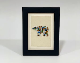 Ours en mosaïque brodé à la main