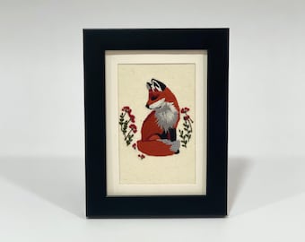 Renard brodé à la main