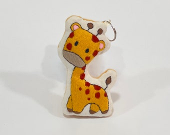 Porte-clés d’ornement de girafe fabriqué à la main brodé à la main