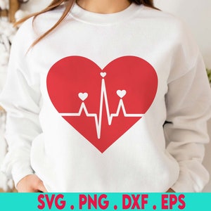 Heart Beat Svg, Verpleegkundige Svg, Pulse Svg, Cardiogram Svg, Valentine Day Shirt Svg, Stethoscoop Svg Bestand voor Silhouet &Cricut, Png