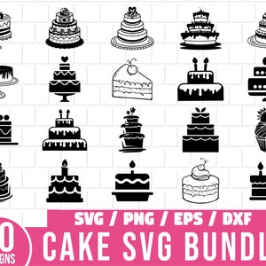 Kuchen Bundle SVG, Kuchen SVG, Cake Topper SVG, Kuchen geschnitten Datei, Kuchen Clipart, Kuchen Silhouette, Kuchen Design svg, Geburtstag Party svg, Cupcakes svg