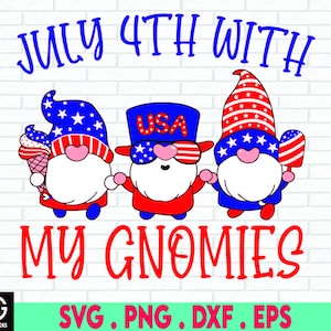 4 juillet avec My Gnomies Svg, Funny Svg, Kids Shirt Svg File for Cricut & Silhouette, 4th July Gnomes Svg, American Svg, Kids USA Svg,