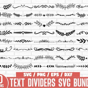 Text Dividers SVG Bundle, dekorative Elemente SVG Divider, Swirls SVG, Text Divider SVG, Text Dekoration, Hochzeit Text Dividers SVG