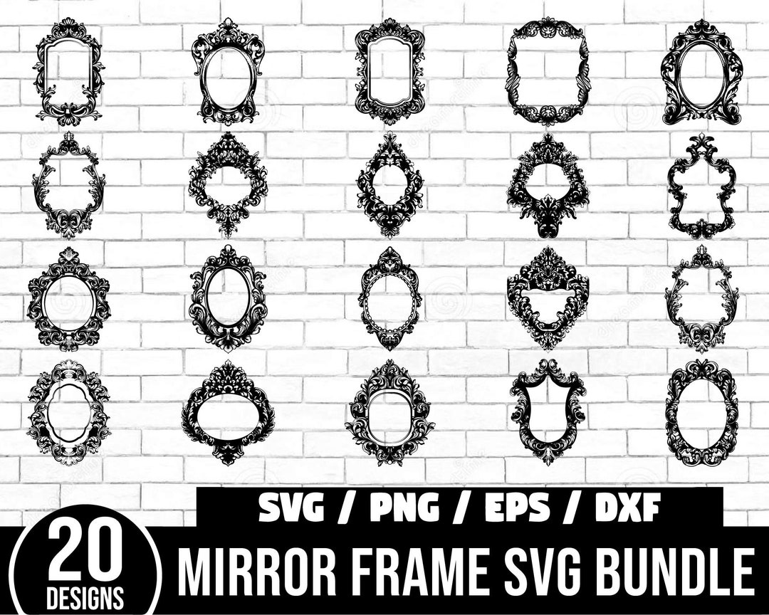 Mirror Frame Svg Bundle Framed Mirror Svg Decorative Oval - Etsy