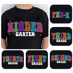 Retro Back to School Neon Checkered Png Bundle, Kindergarten Pre-K 1st 2nd 3rd 4th Grade Png, Hand Drawn, Girly Pink Bow Png, Bright Color