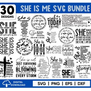 She Is Me Svg Bundle, Strong Woman Svg, Positive Quotes, Woman Affirmation Svg Bundle, Women Empowerment Svg Bundle, Girl Quotes Svg
