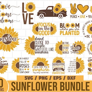 Sunflower SVG Bundle, Sunflower SVG, Sunflower Quotes svg, Half Sunflower Svg, Sunflower Clipart, Sunflower vector, Cut File Cricut