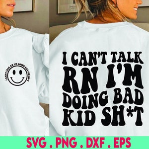 Eu não consigo falar agora, estou fazendo coisas ruins de criança PNG | Engraçado, Moderno, Ondulado | Camisetas Infantis | PNG | Download Digital