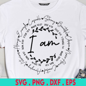 Io sono ispirazione SVG, versetto biblico SVG, citazioni postive Svg, affermazione donna Svg, motivazionale Svg, lei è forte Svg, io sono lei lei è me