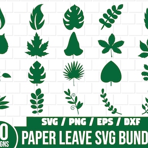 Paper Leaves SVG Bundle, leaves svg bunde, Paper Flower Leaves SVG, greenery svg, leaf border svg, branch svg, leaf svg, hand drawn leaves