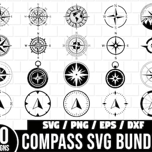 Compass SVG Bundle, Compass Collection Set, Compass SVG, Nautical Compass, Compass Clipart, Compass Silhouette, Vintage Compass