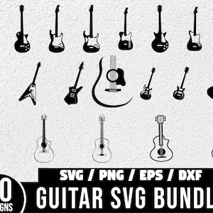 Guitar SVG Bundle, Guitar clipart, Music svg, Guitar silhouette, Guitar Shape SVG, Bass Guitar Svg, Electric Guitar svg, Acoustic Guitar svg
