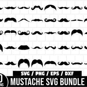 Pacote de bigode SVG, bigode SVG, clipart de bigode, bigode cricut, bigode hipster SVG, arquivo de corte de bigode, silhueta de bigode