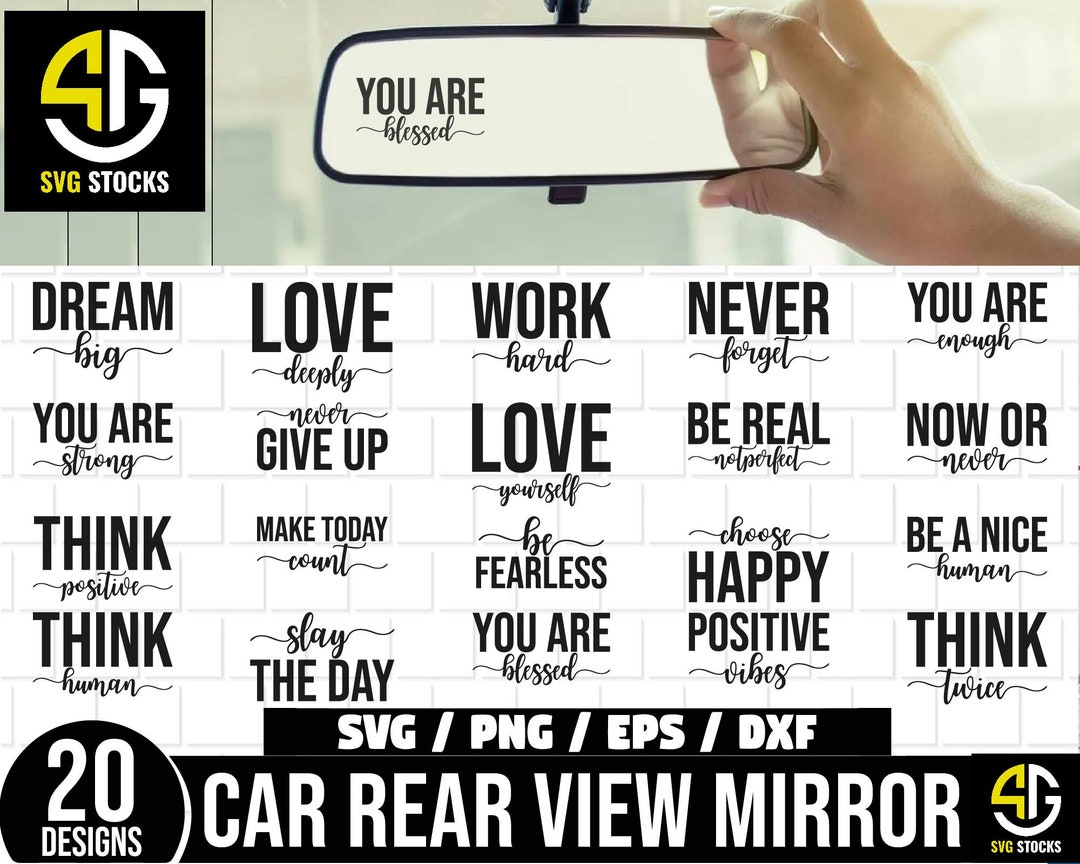 Car Rear View Mirror Positive Saying Svg Bundle, Inspirational SVG
