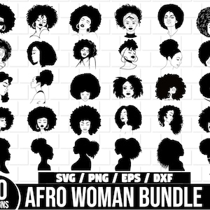 Afro Woman SVG Bundle, Afro Queen Svg, Afro Lady Svg, Afro Girl Svg, Curly Hair Svg, african american svg, Black Woman Svg