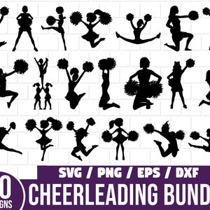 Cheerleading SVG Bundle, Cheerleader svg, Cheer svg, Cheerleading svg, Cheer shirt svg, Cheerleader Silhouette, cheerleader girl Svg