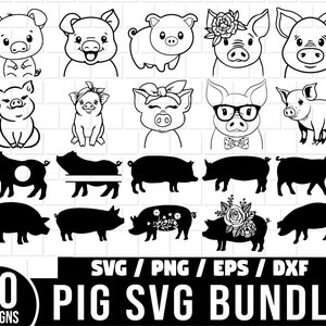 Pig SVG Bundle, Pig Face SVG, Pig Cut file, Animal Face, Cute Pig Svg, Pig Svg, Animal Svg file, Animal Face, Farm Animal Svg