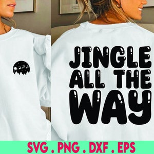Jingle den ganzen Weg svg geschnitten Datei, festliche Urlaub Shirt Design, fröhlich Weihnachten svg, Handlettered geschnitten Datei für Cricut oder Silhouette