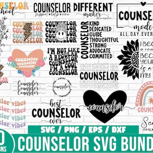 Counselor SVG Bundle, School Counselor Svg, Counselor shirt svg, Counselor Life Teacher shirt Svg, Counselor Squad Svg, Retro Counselor Svg
