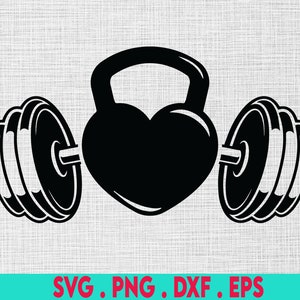 Barbell SVG, Barbell Dumbbell SVG Files Clipart, Barbell Print Svg, Kettlebell Svg, Love Gym Svg, Fitness Shirt, Workout Svg